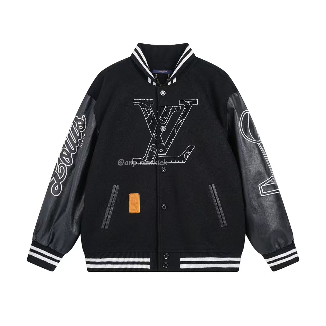 Louis Vuitton X Nba Leather Basketball Jacket Black (1) - newkick.app